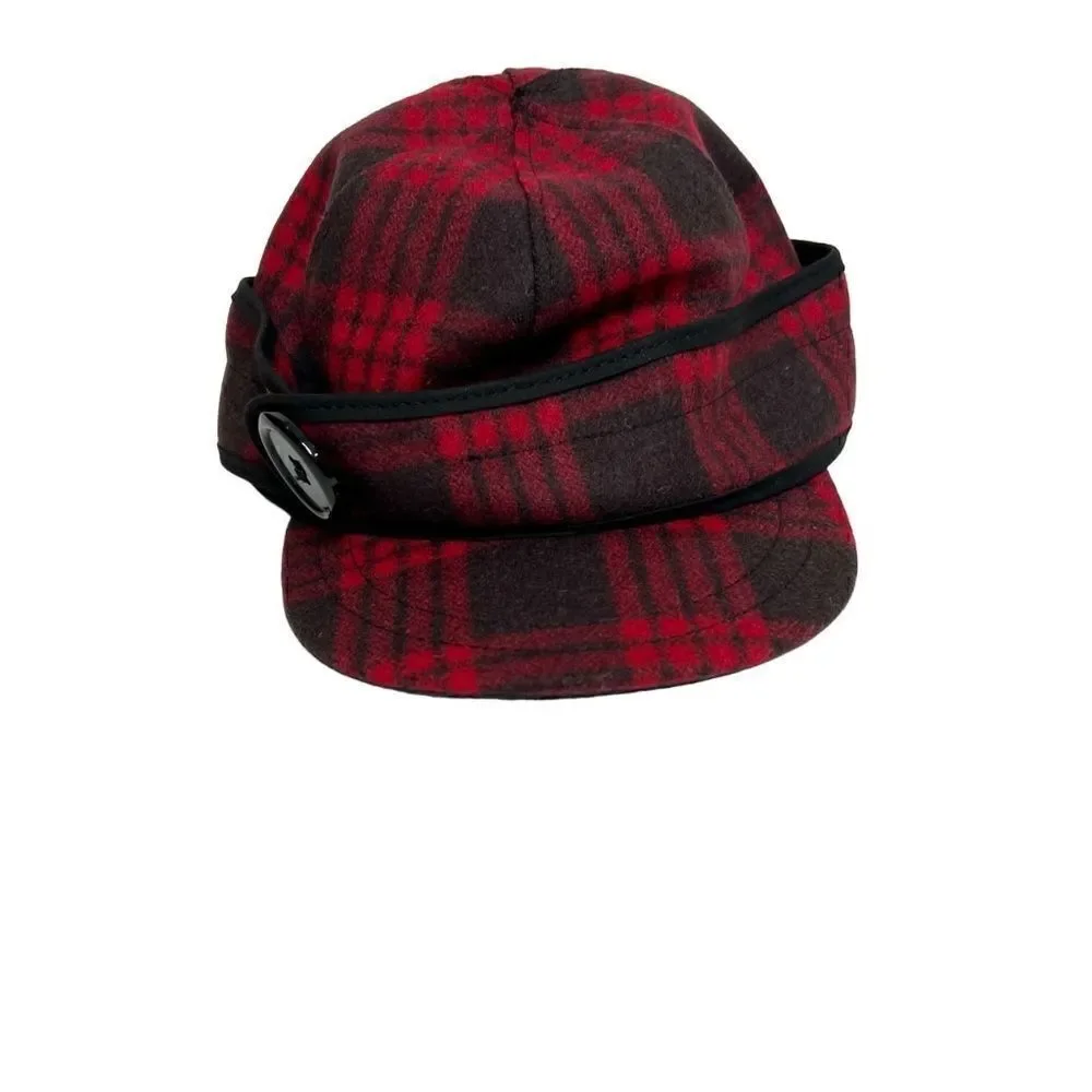 Stormy Kromer “the button up” red and black wool blend hat